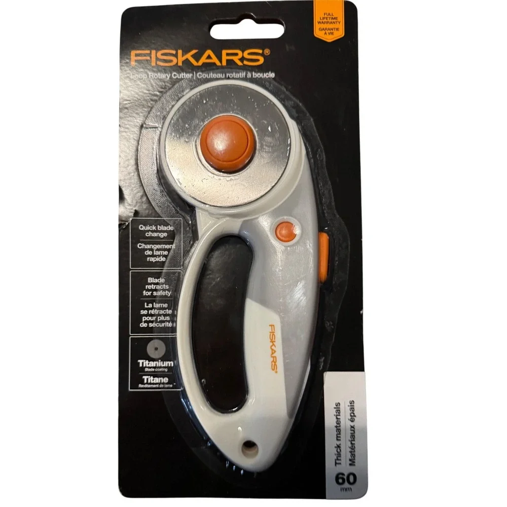 Fiskars 60mm Loop Rotary Cutter Titanium Blade Quick Change Safety Retract